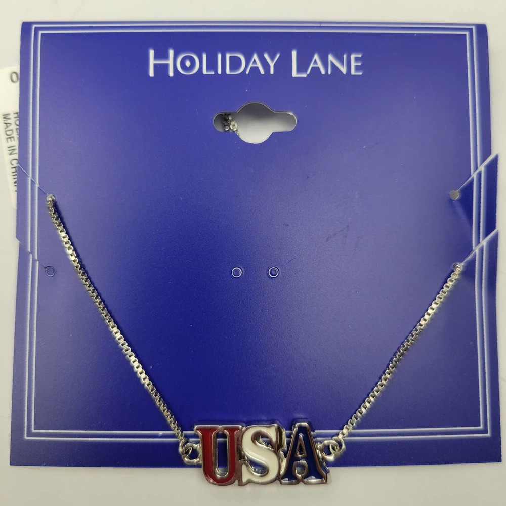 Holiday Lane Silver-Tone Red White & Blue USA Slider Bracelet Patriotic July 4th